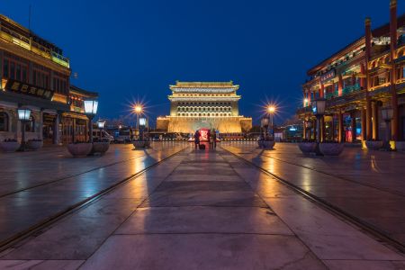 正阳门,建筑夜景,街道,传统建筑,中国,北京,历史古迹