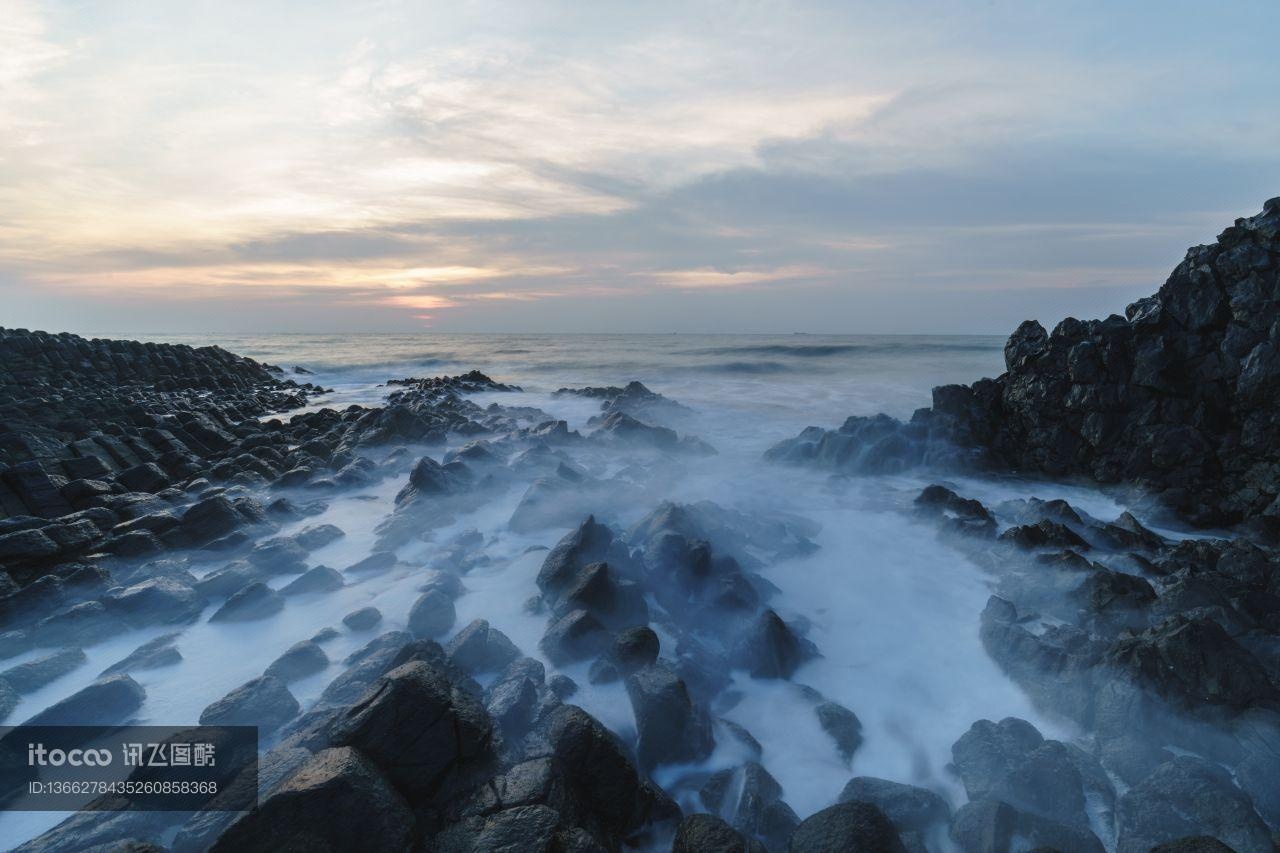 海洋,礁石,海浪