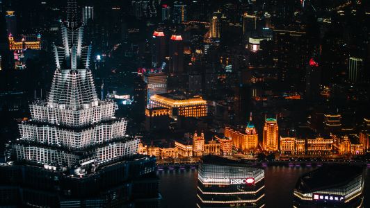 都市,建筑夜景,都市夜景,城镇,上海,建筑,高楼大厦,夜晚,航拍,夜景摄影