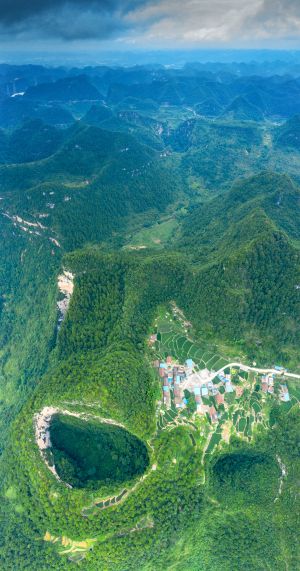 自然风光,森林,村镇,航拍,树木,建筑