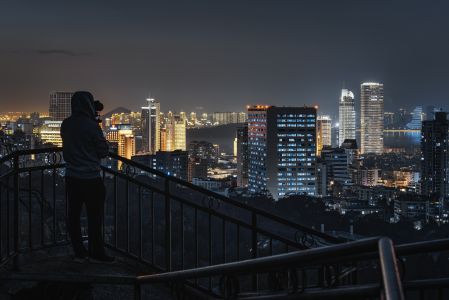 城镇,建筑,夜晚,都市夜景,现代建筑