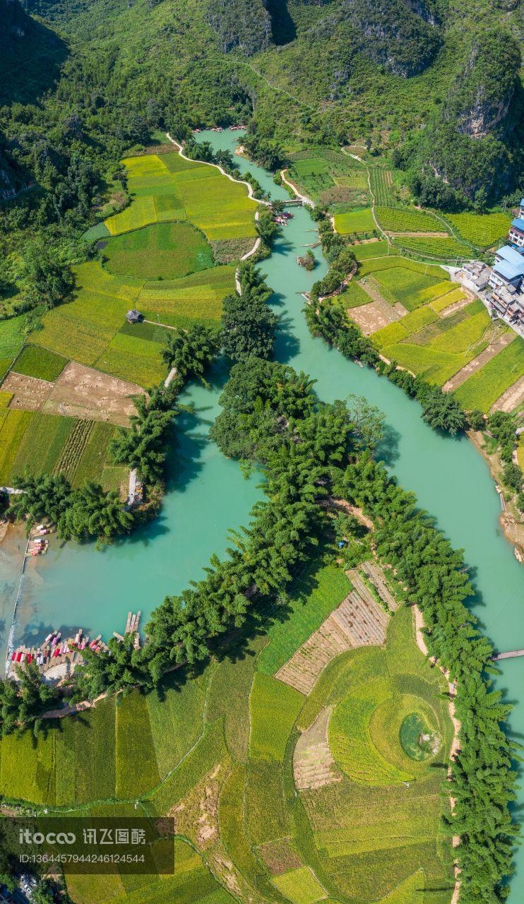 平原,江河,树木