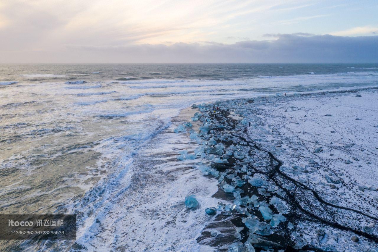 海洋,冰雪,海浪