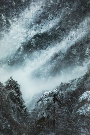 俯瞰,自然风光,山川,雾,雪