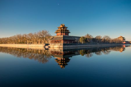 传统建筑,北京故宫角楼,建筑,故宫角楼,天空,城镇,北京,护城河