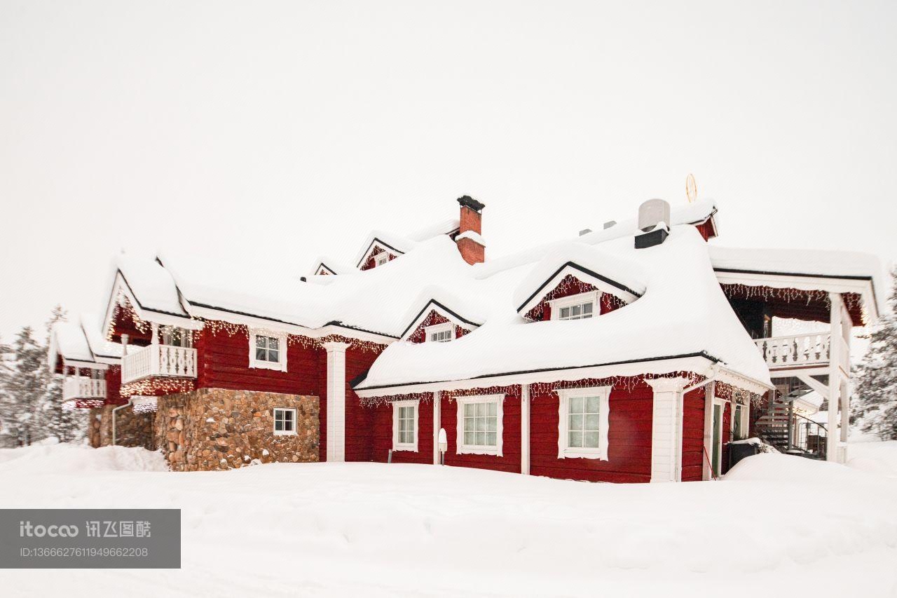 芬兰,雪景,房屋