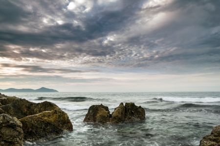 海洋,自然风光,乌云,天空,岩石