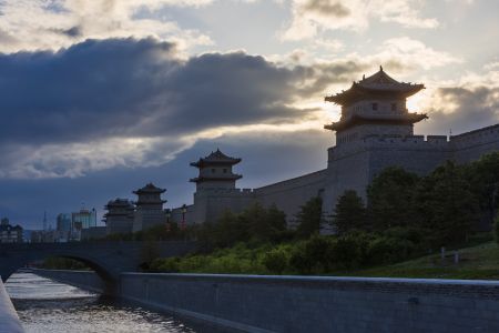 建筑,大同,中国,山西,城镇,天空,乌云,江河,植物,树木