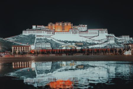 西藏,建筑,景点,夜晚,布达拉宫,,布达拉宫广场,全景,传统建筑,宫殿,拉萨