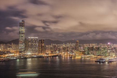 都市,建筑,城镇,江河,夜晚,中国,香港