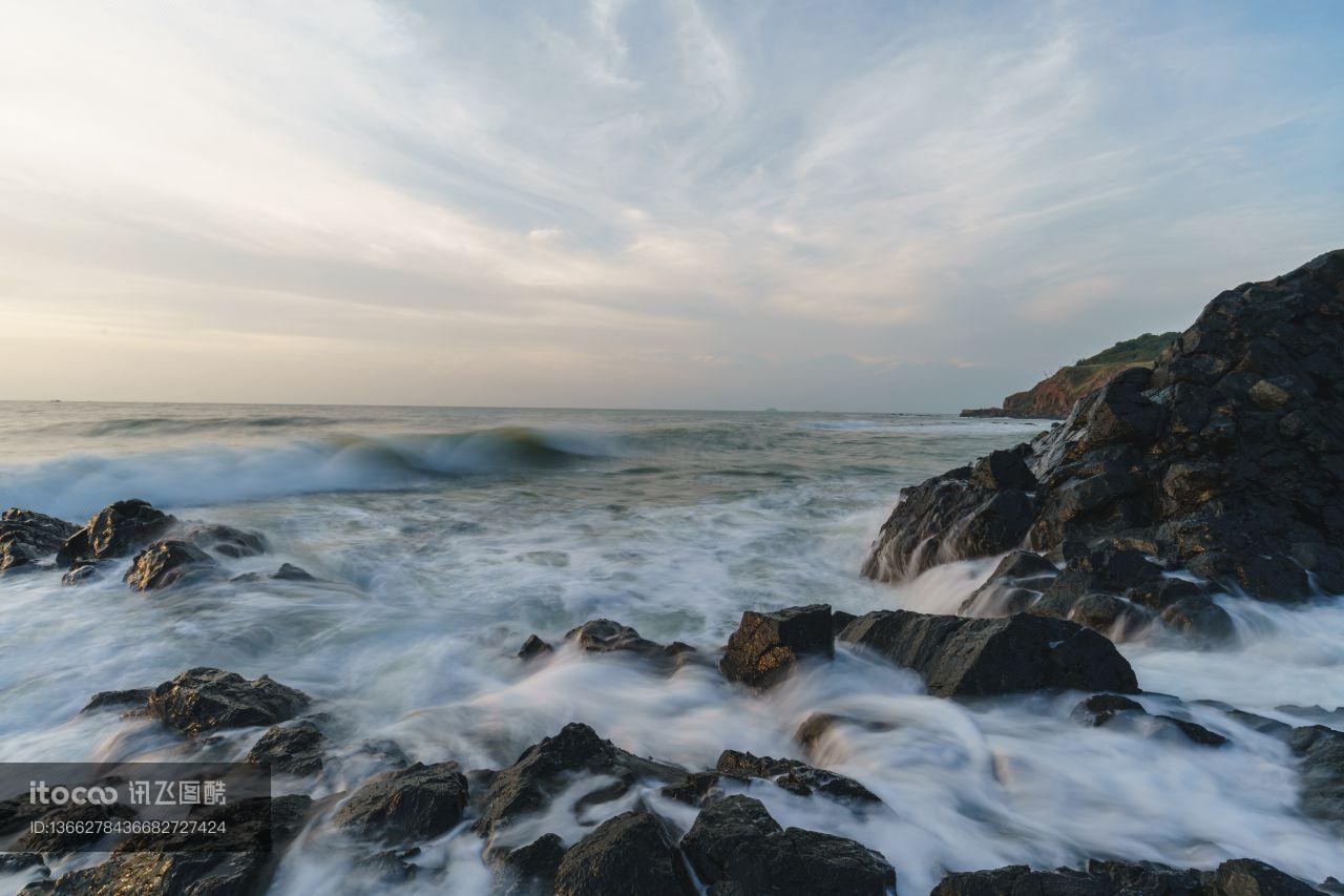 海洋,礁石,海浪