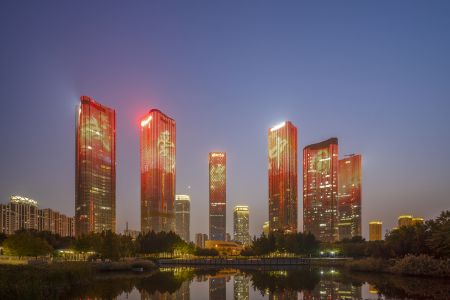 城镇,都市,建筑,夜晚,国庆节,北京,江河