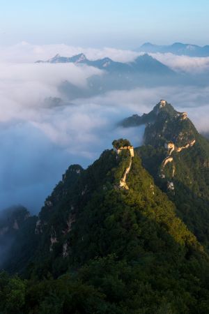 中国,北京,箭扣长城,历史古迹,自然风光,森林,山川,天空,建筑,雾,白云
