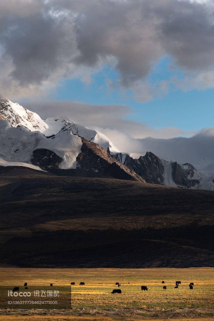 雪山,白云,山峦