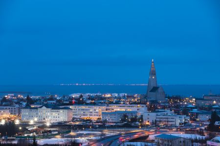 城镇,建筑,夜晚,国外,冰岛