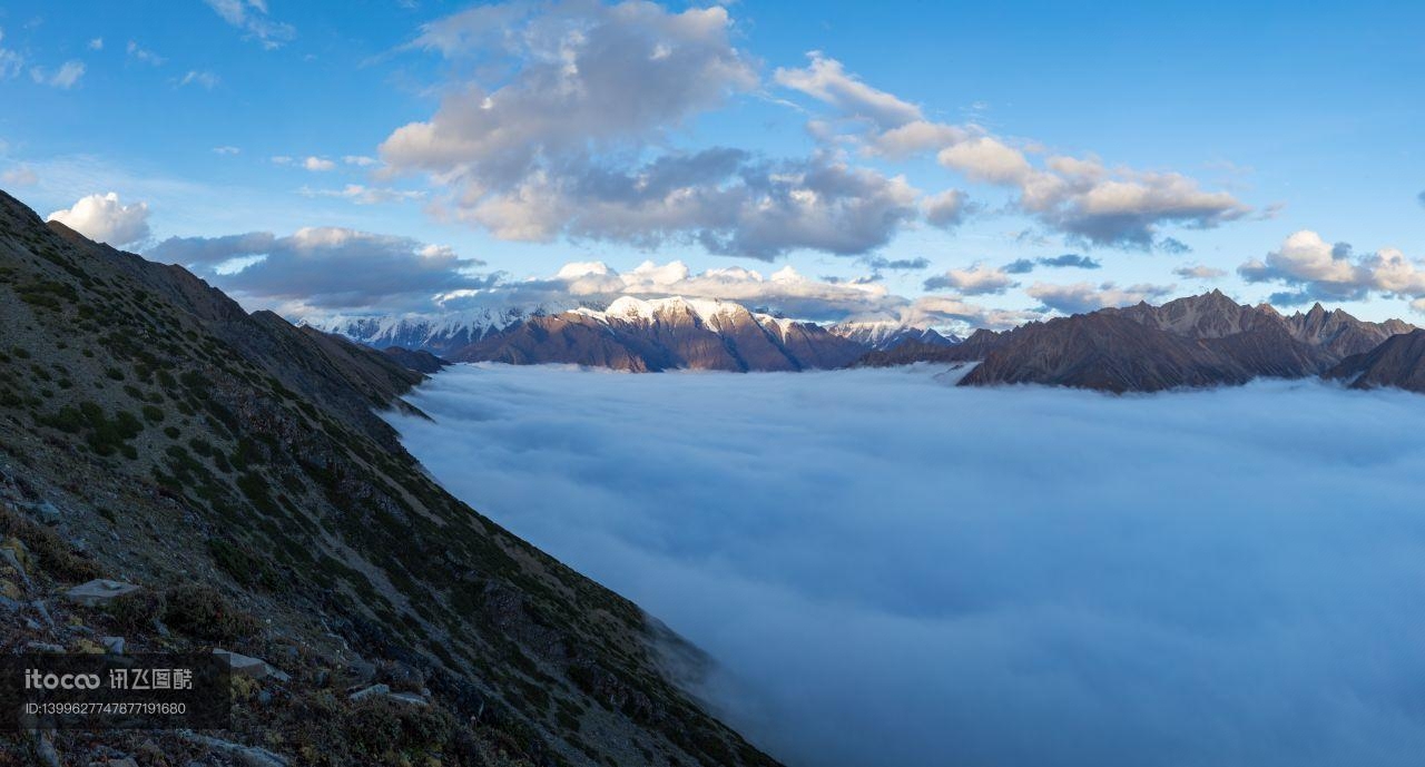 自然风光,雪山,白云