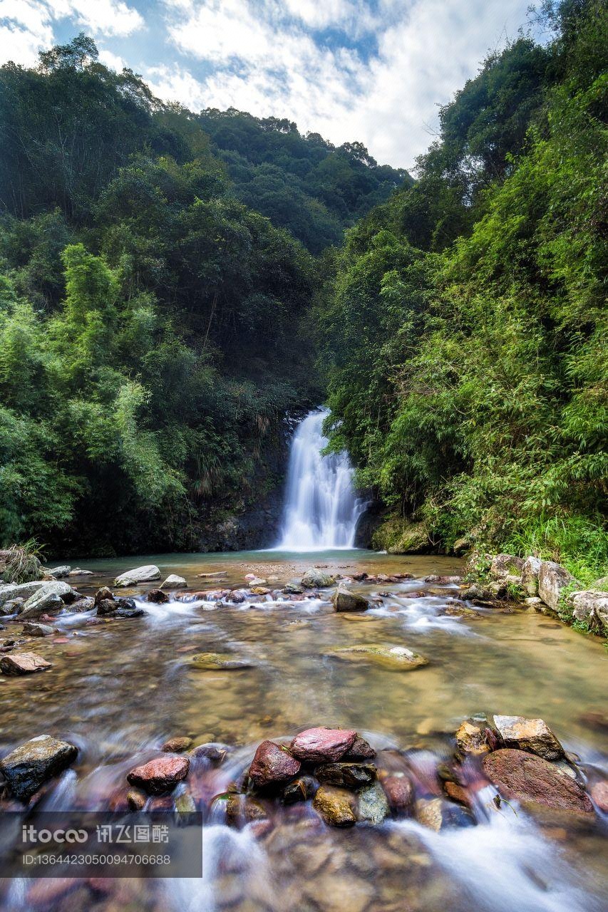 自然风光,瀑布,岩石