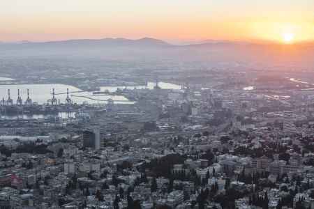 城镇,太阳,建筑,国外,天空,以色列,江河