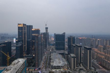城镇,中国,建筑,天空,白云,航拍