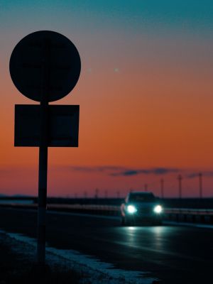 冬天,自然风光,道路,城镇,天空,夜晚,交通工具,汽车,雪