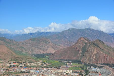 山川,天空,中国,青海,白云,全景,自然风光,草原