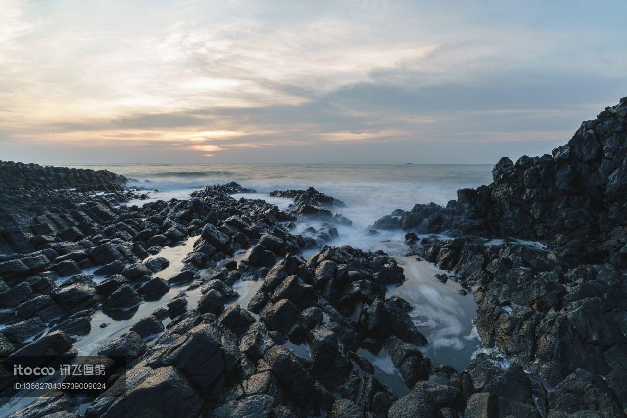 海洋,礁石,海浪