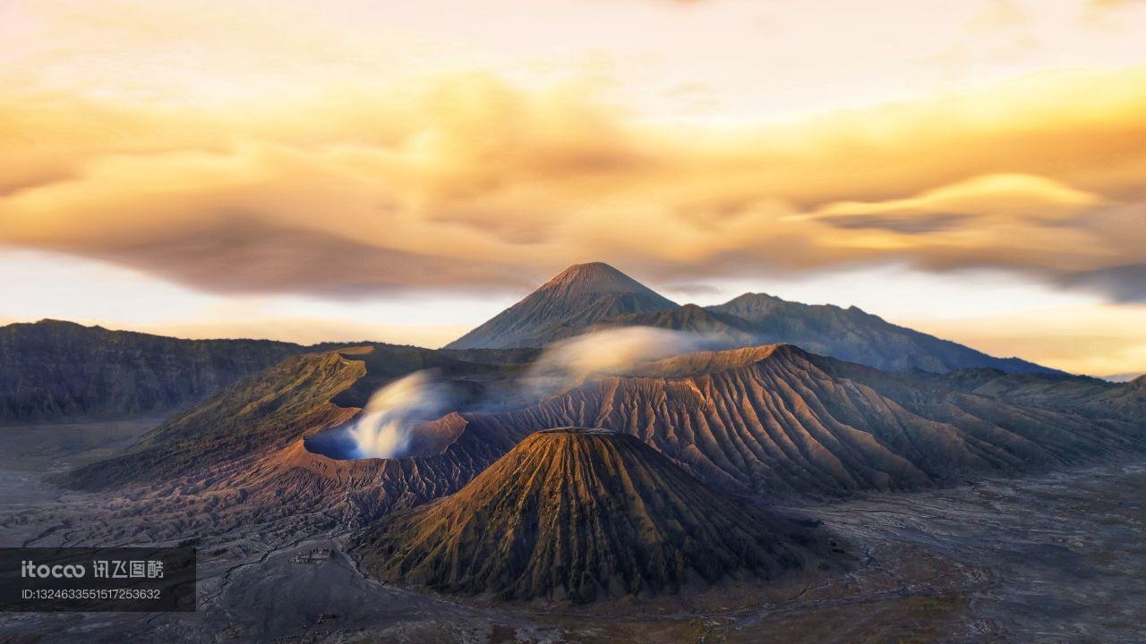 火山,自然风光,印度尼西亚爪哇岛布罗莫火山