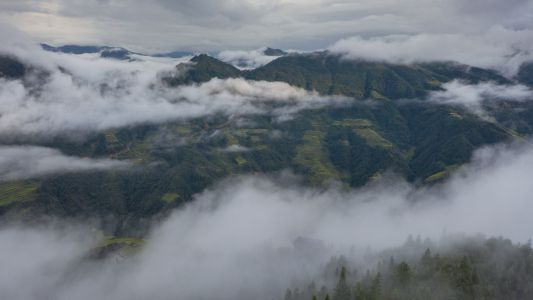 白云,自然风光,航拍,梯田