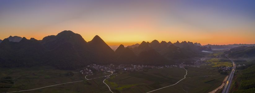 自然风光,城镇,天空,建筑,山川,全景