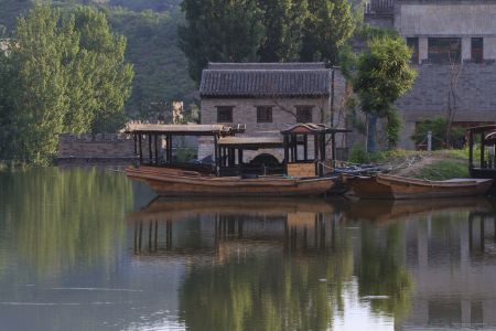 江河,船,城镇,村镇,植物,树木,北京,建筑,交通工具