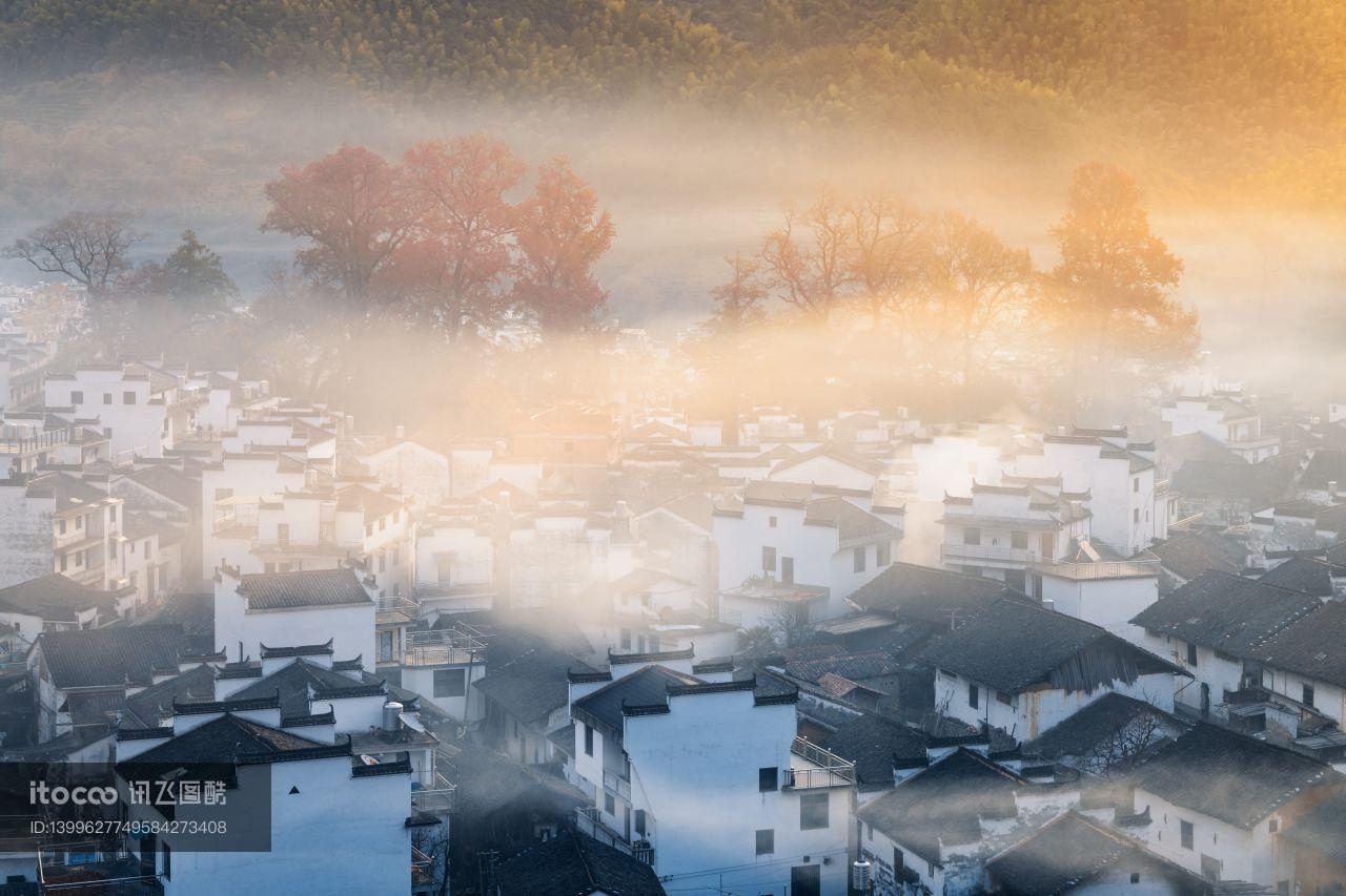 建筑,山川,民居