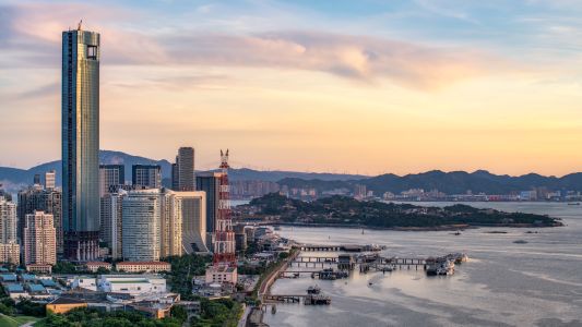 城镇,都市,建筑,天空,海岛,江河,日落