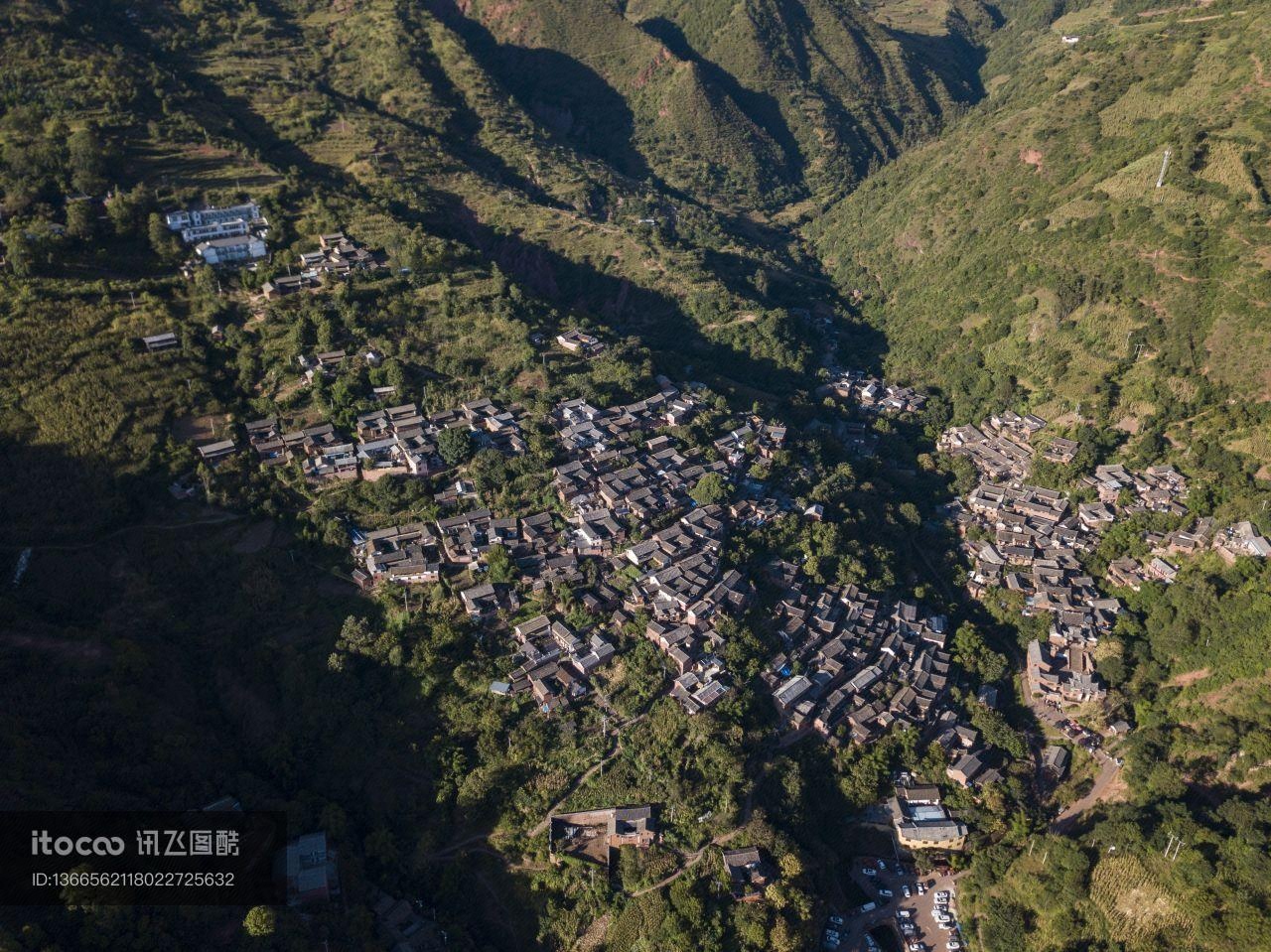 村镇,山川,航拍