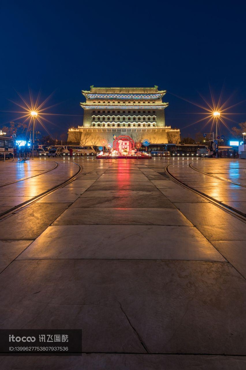 正阳门,建筑夜景,城楼