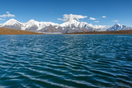 湖泊,雪山,自然风光,山峦,冰雪,天空,白云