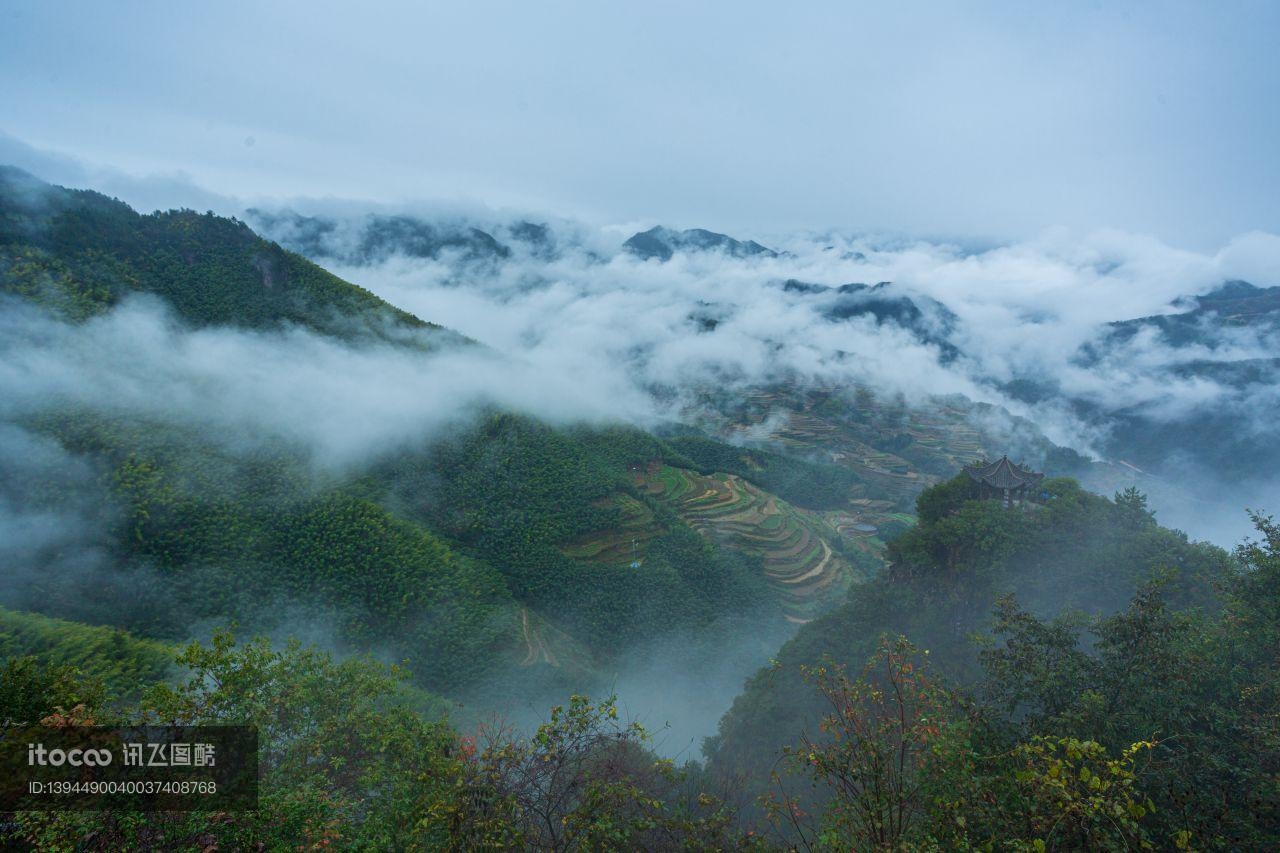 自然风光,雾,航拍