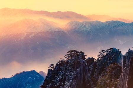 黄山,自然风景,山峦,天空,自然风光,云雾,霞光