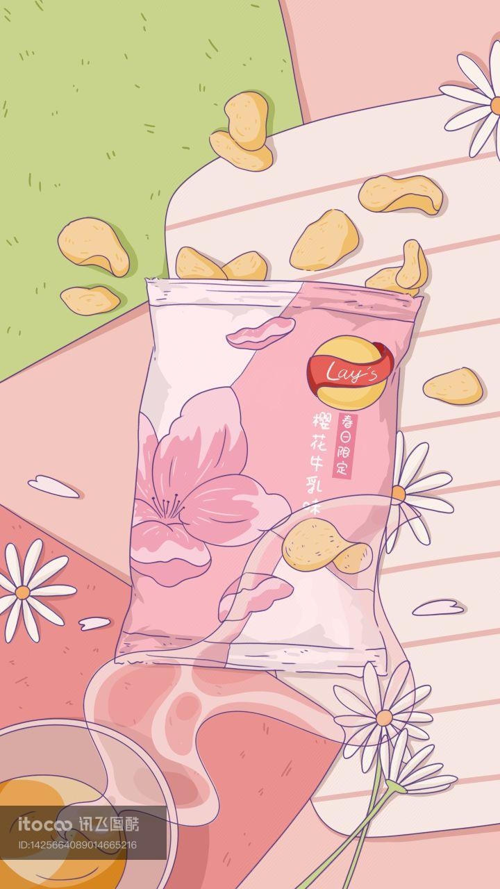 雏菊,粉色,薯片