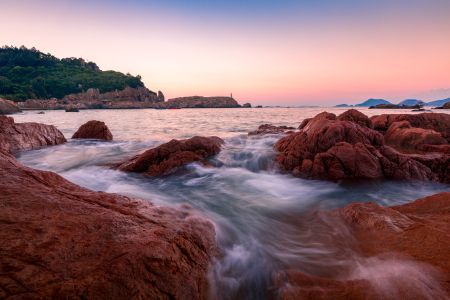 自然风光,海洋,晚霞,岩石,天空,特写,瀑布,森林,植物,树木