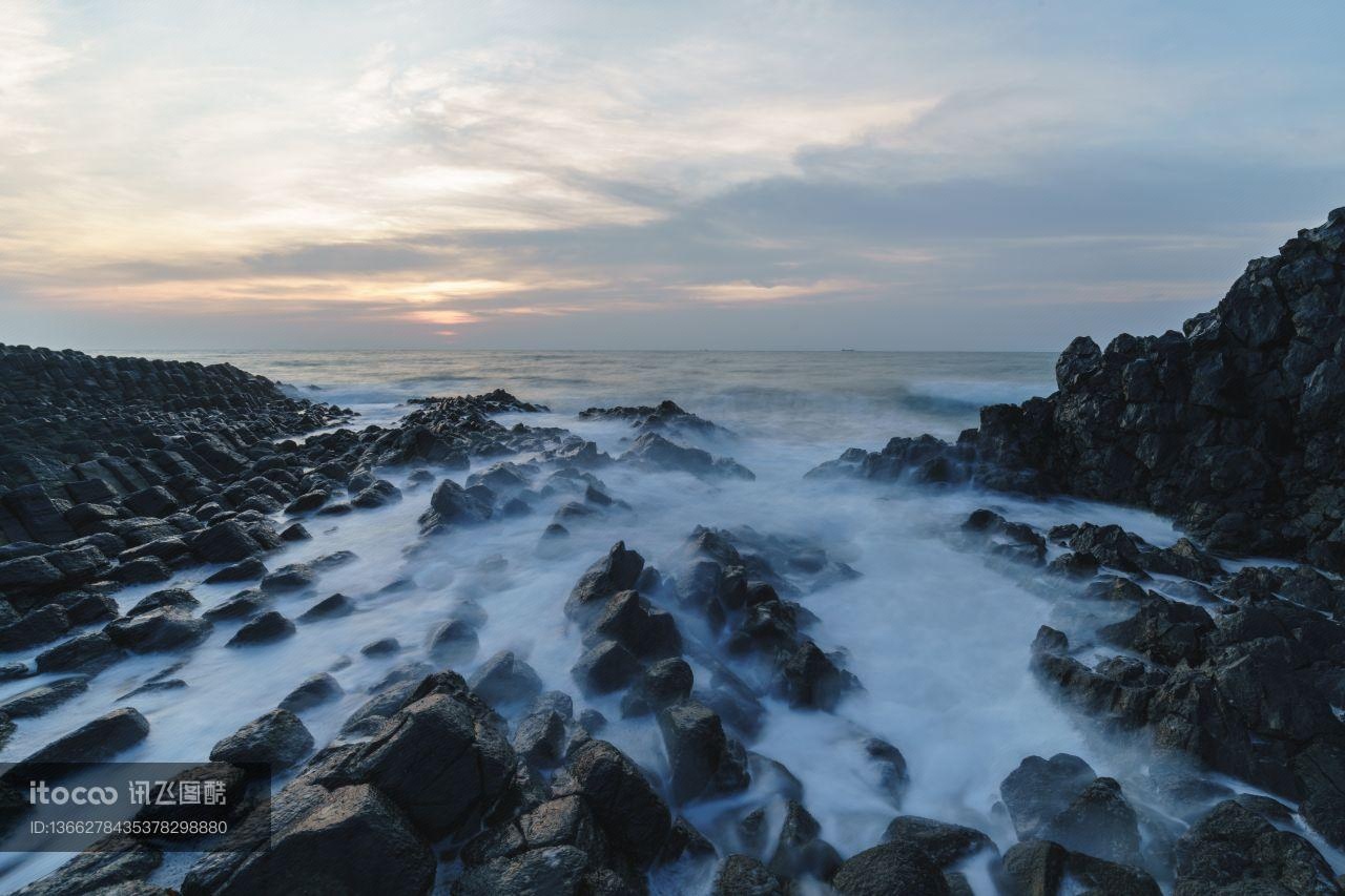 海洋,礁石,海浪