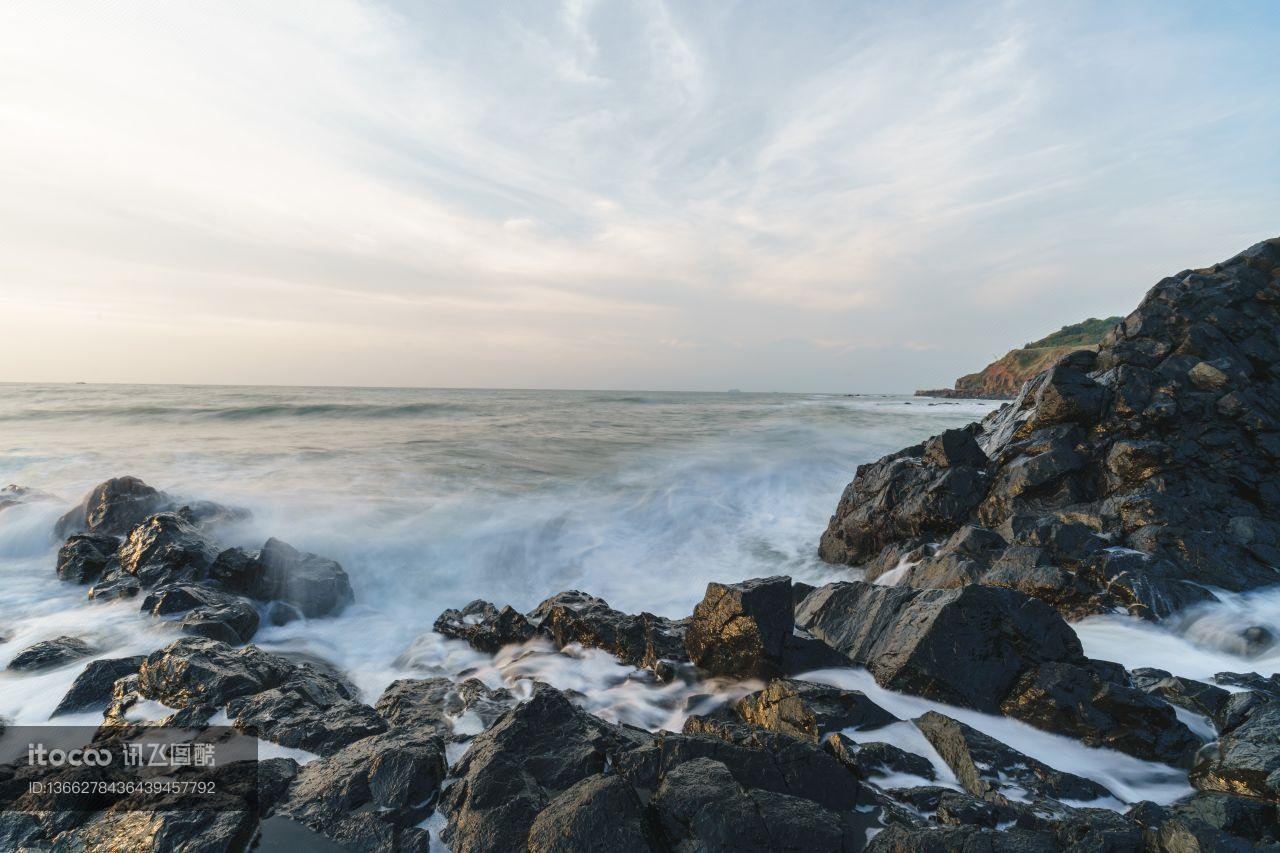 海洋,礁石,海浪