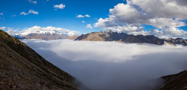 自然风光,天空,白云,中国,四川,雪山,全景,川西,云海