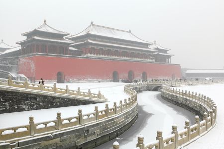 建筑,雪,冬天,景点,北京,历史古迹,故宫,城镇
