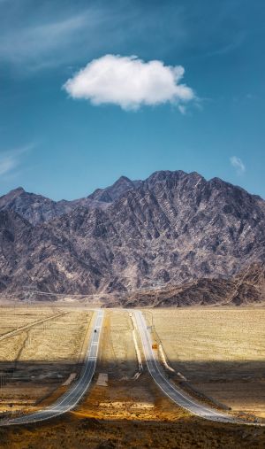 公路,山川,山峦,自然风光,天空,白云