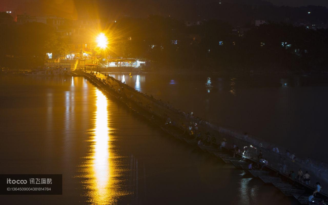 自然风光,江河,夜晚