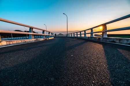 公路,自然风光,天空,道路,桥,太阳,路灯