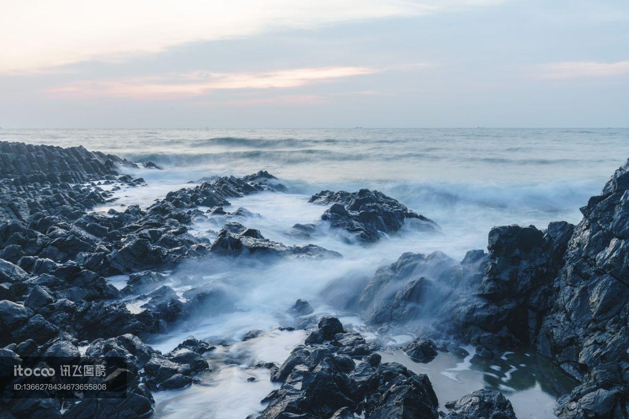 海洋,礁石,海浪