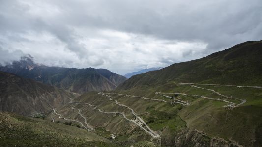 自然风光,山川,道路,白云