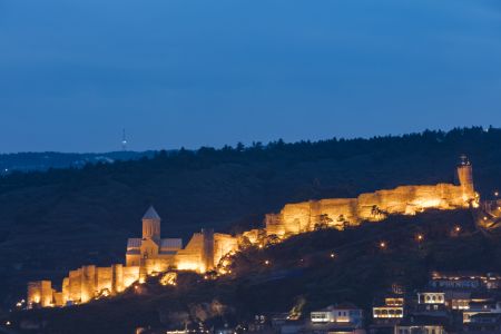 夜晚,建筑,国外,城镇,森林,格鲁吉亚