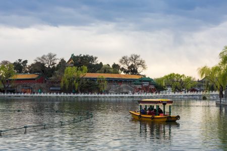 北海公园,故宫,自然风景,湖泊,中国,北京,历史古迹,建筑,船,城镇,交通工具